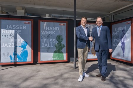 V.l.n.r.: Willi Georg Bonjsak (Head of Regional Sales Vorarlberg, EPAMEDIA), Markus Klement (Landesdirektor, ORF Vorarlberg)
