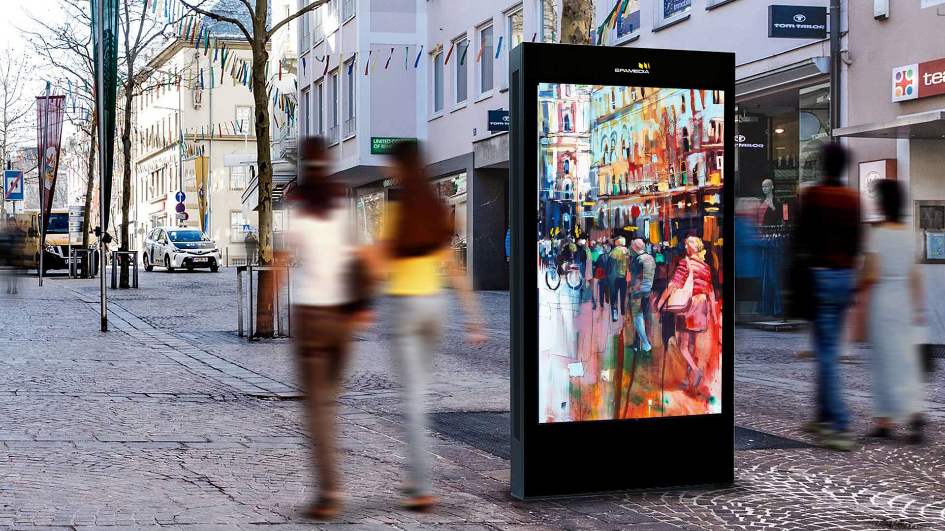 Digitale Citylights lassen die Villacher Innenstadt erstrahlen. Fotocredit: EPAMEDIA