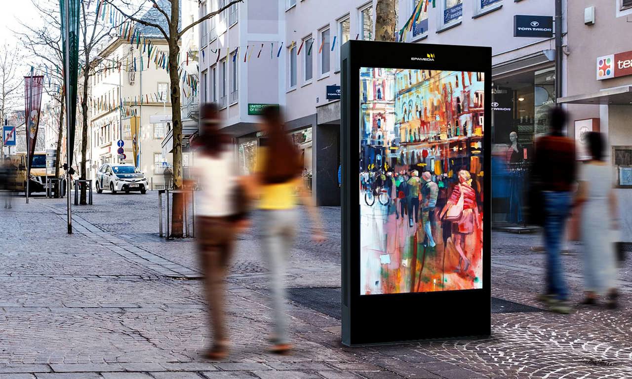 Digitale Citylights lassen die Villacher Innenstadt erstrahlen. Fotocredit: EPAMEDIA