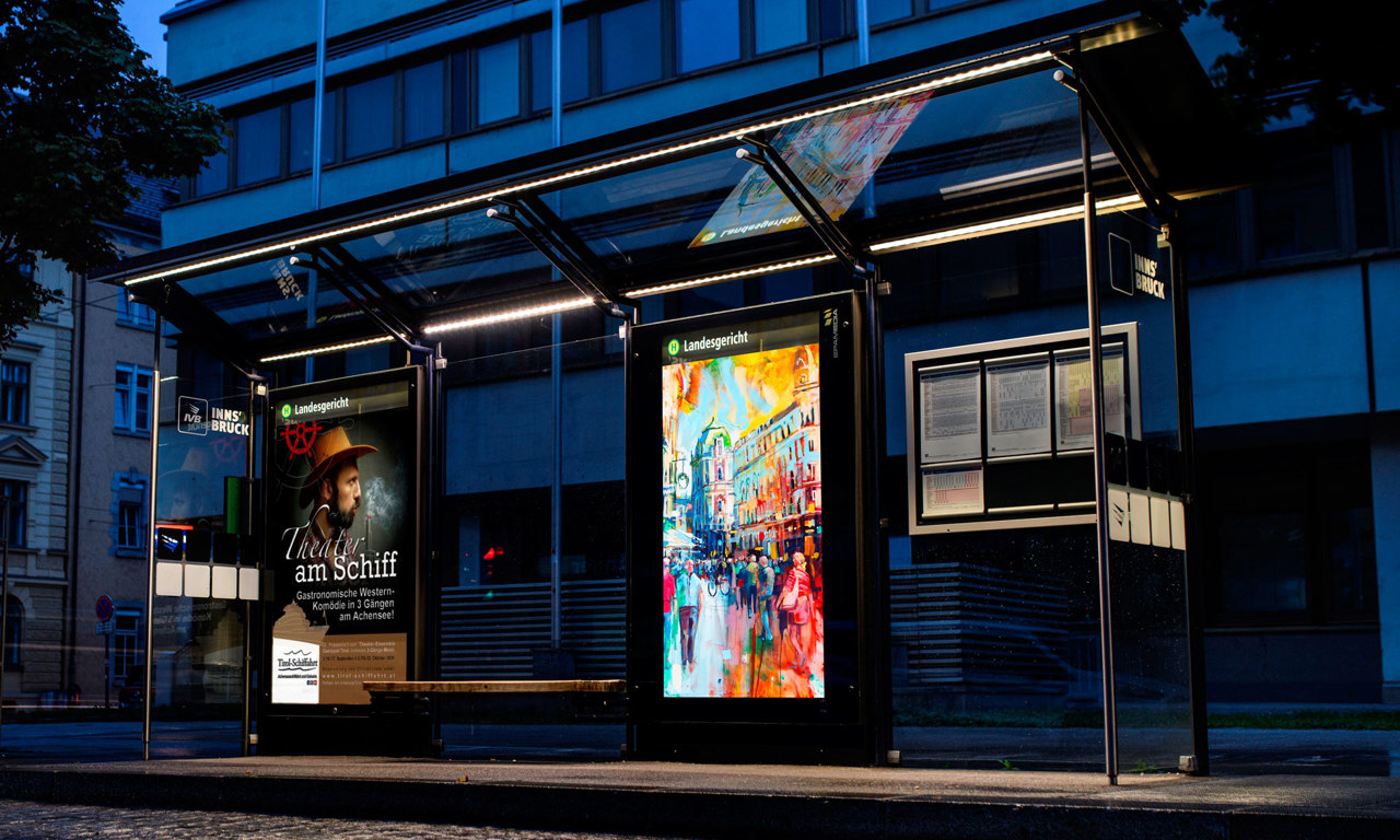 Digitales Citylight in der Maximilianstraße vor dem Landesgericht Innsbruck. (c) EPAMEDIA