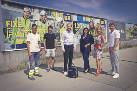 V.l.: Florian Brunner (Lehrling PORR), Peter Mayer (Geschäftsführer Merlicek & Partner), Michael Riess (Etat Director Merlicek & Partner), Martina Auer-Klass (Executive Board Member & Head of Group Human Resources PORR), Claudia Mohr-Stradner (Head of Regional Sales EPAMEDIA), Daniel Ziegl (Employer Branding Specialist PORR). © EPAMEDIA