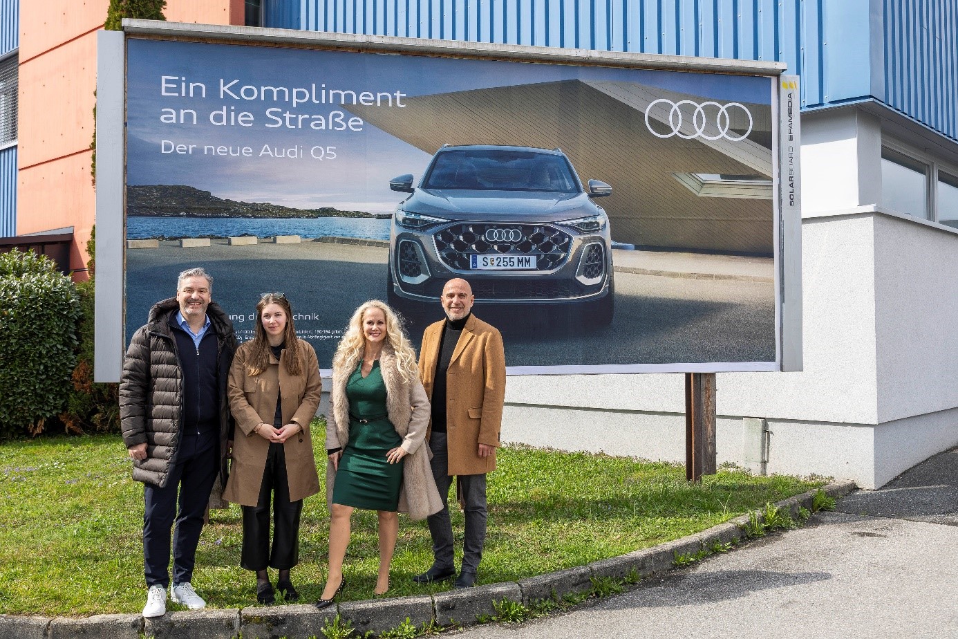 V.l.n.r.: Andreas Hochreiter (Leitung Media, Porsche Media & Creative), Nina Hofer (Campaign Marketing, Audi Österreich), Claudia Mohr-Stradner (CSO, EPAMEDIA) und Thomas Frauenschuh (Head of Regional Sales, EPAMEDIA)