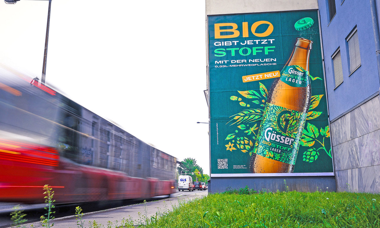 Unübersehbar: die Gösser Biostoff-Stocktafeln. © EPAMEDIA