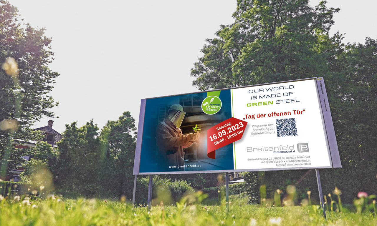 Das Sujet zum „Tag der offenen Tür“ bei Breitenfeld Edelstahl. © EPAMEDIA