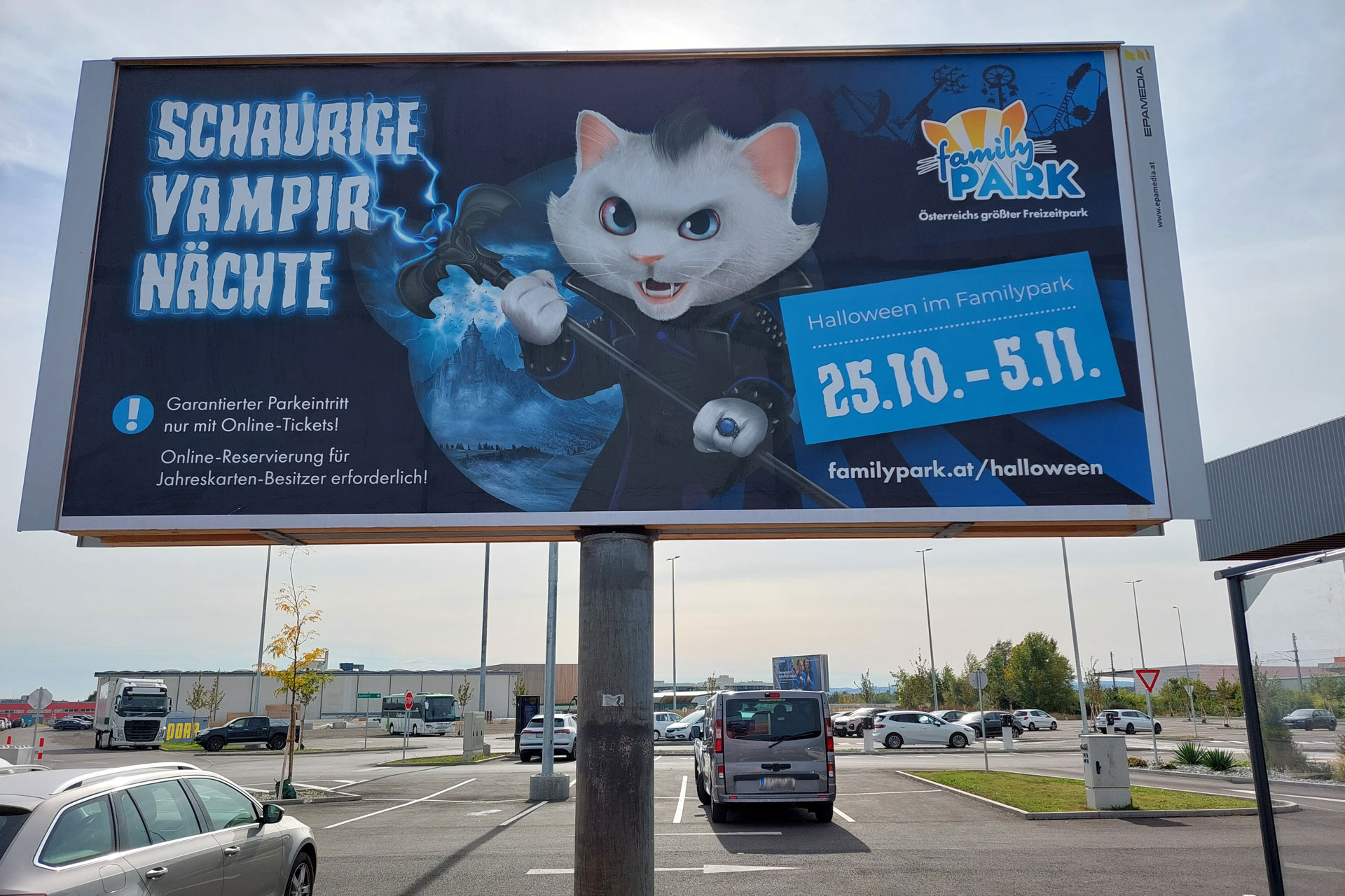 „Schauriges“ 24-Bogen-Plakat, Rusterstraße 86-104, Eisenstadt. © EPAMEDIA