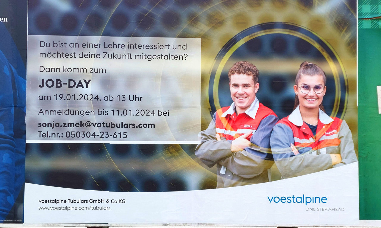 Die Einladung zum Job-Day der voestalpine Tubulars. © EPAMEDIA